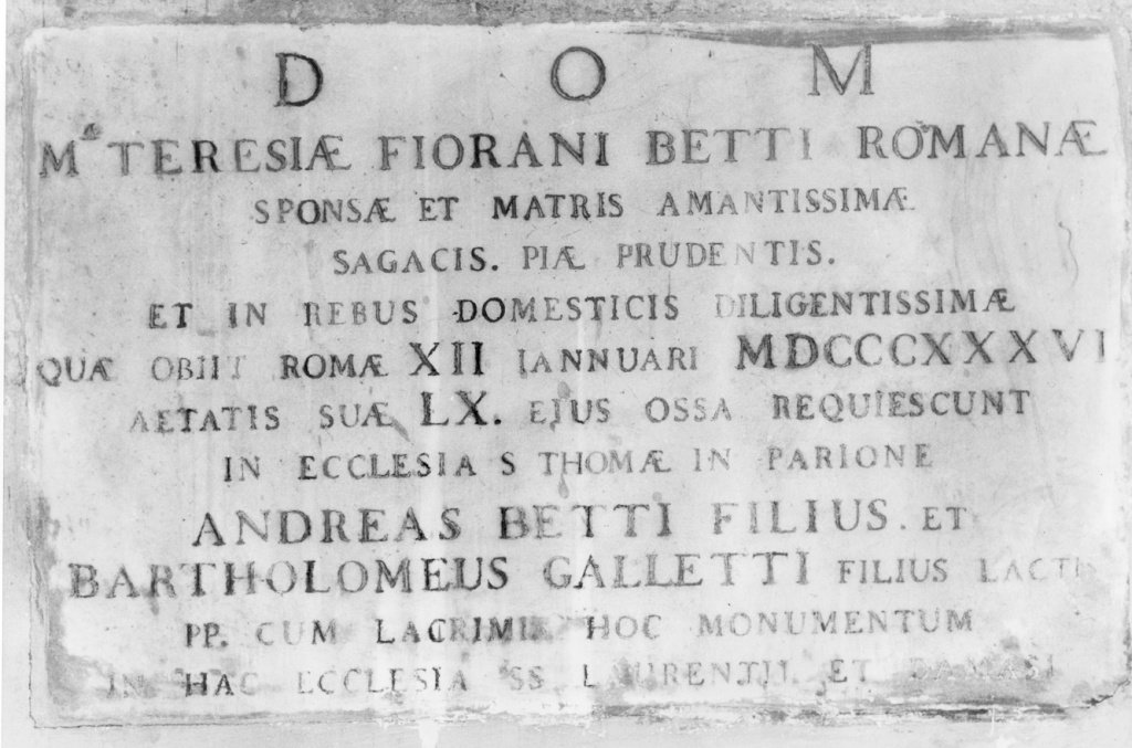 lapide commemorativa - ambito romano (sec. XIX)